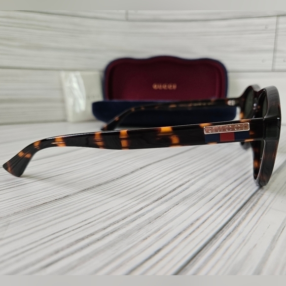 Gucci GG0747s 003 Round Sunglasses In Havana Green and Tortoise Shell NWT main image 7